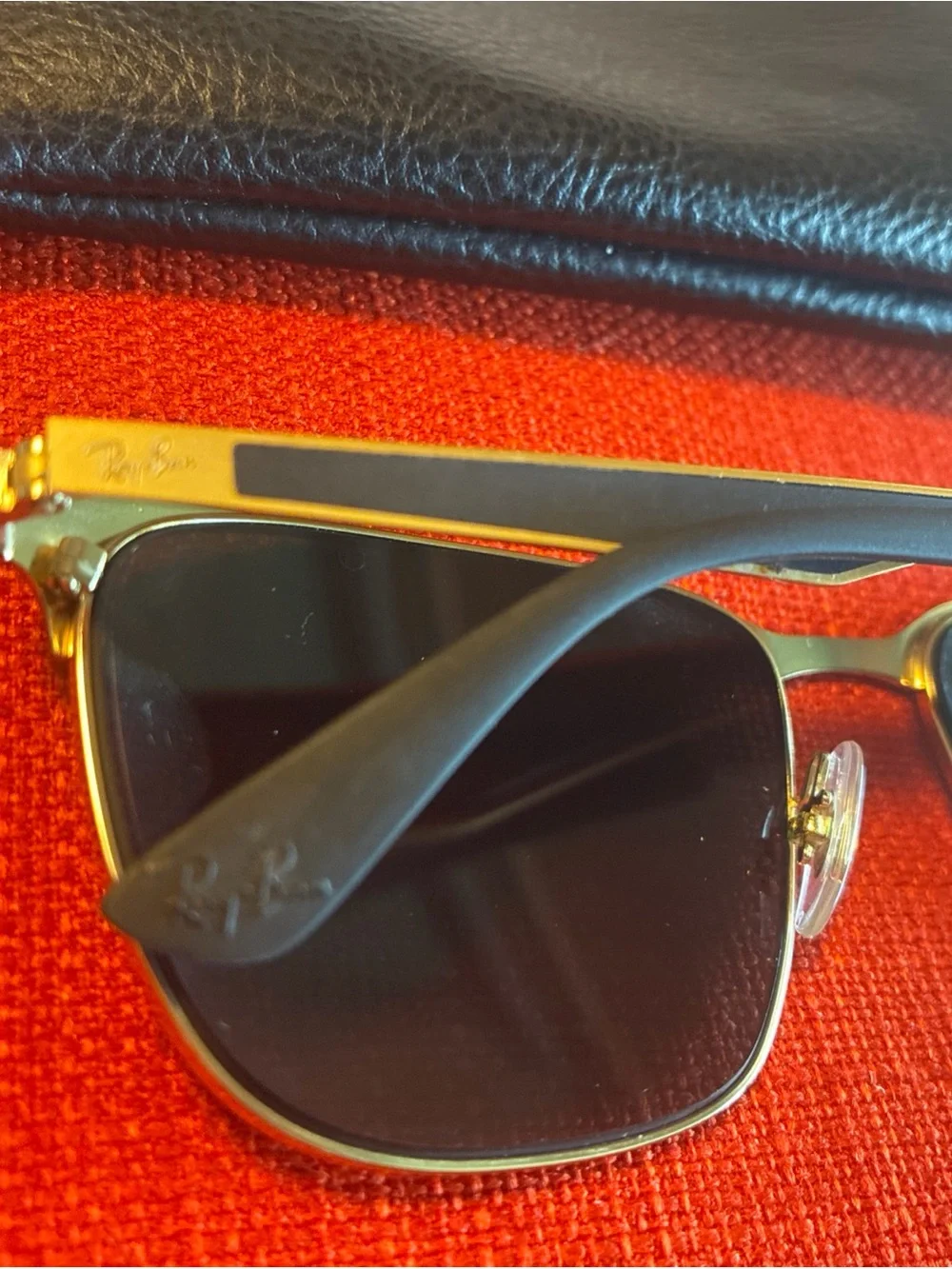 Ray-Ban RB3569 Men's Square Sunglasses Black Frame Gold Black